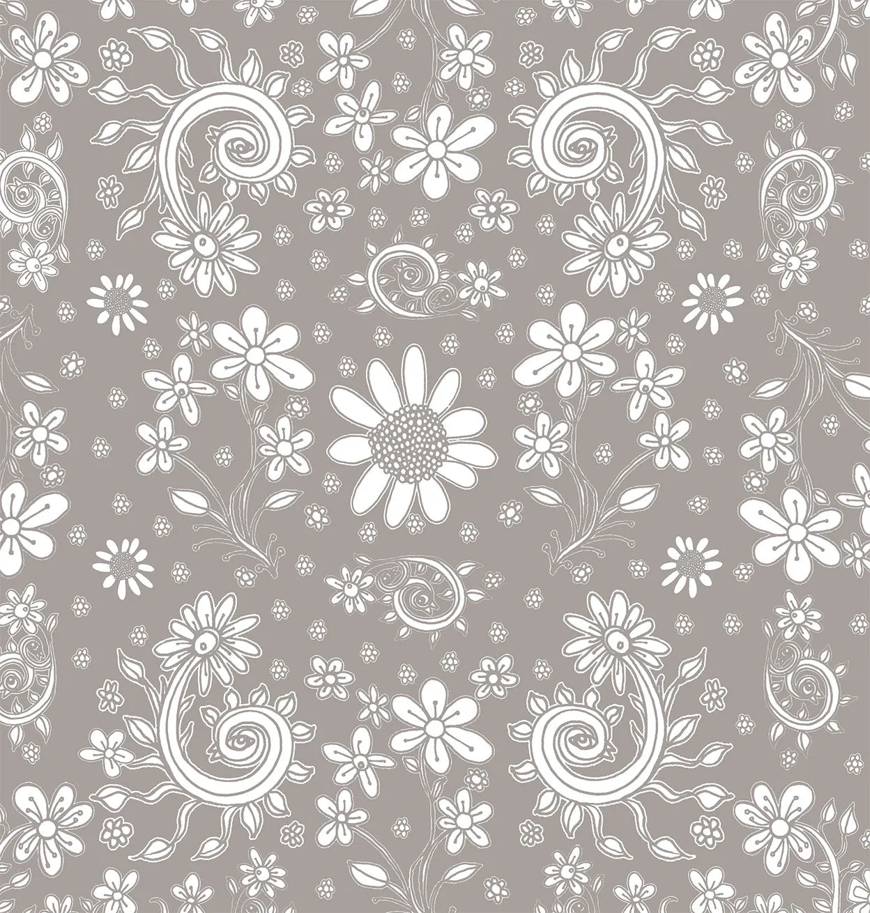 Bedroom Set 'Grey Floral' Duvet Cover