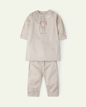 Beige Embroidered Suit