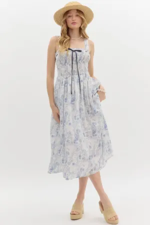 Best In Blue Floral Print Midi Dress