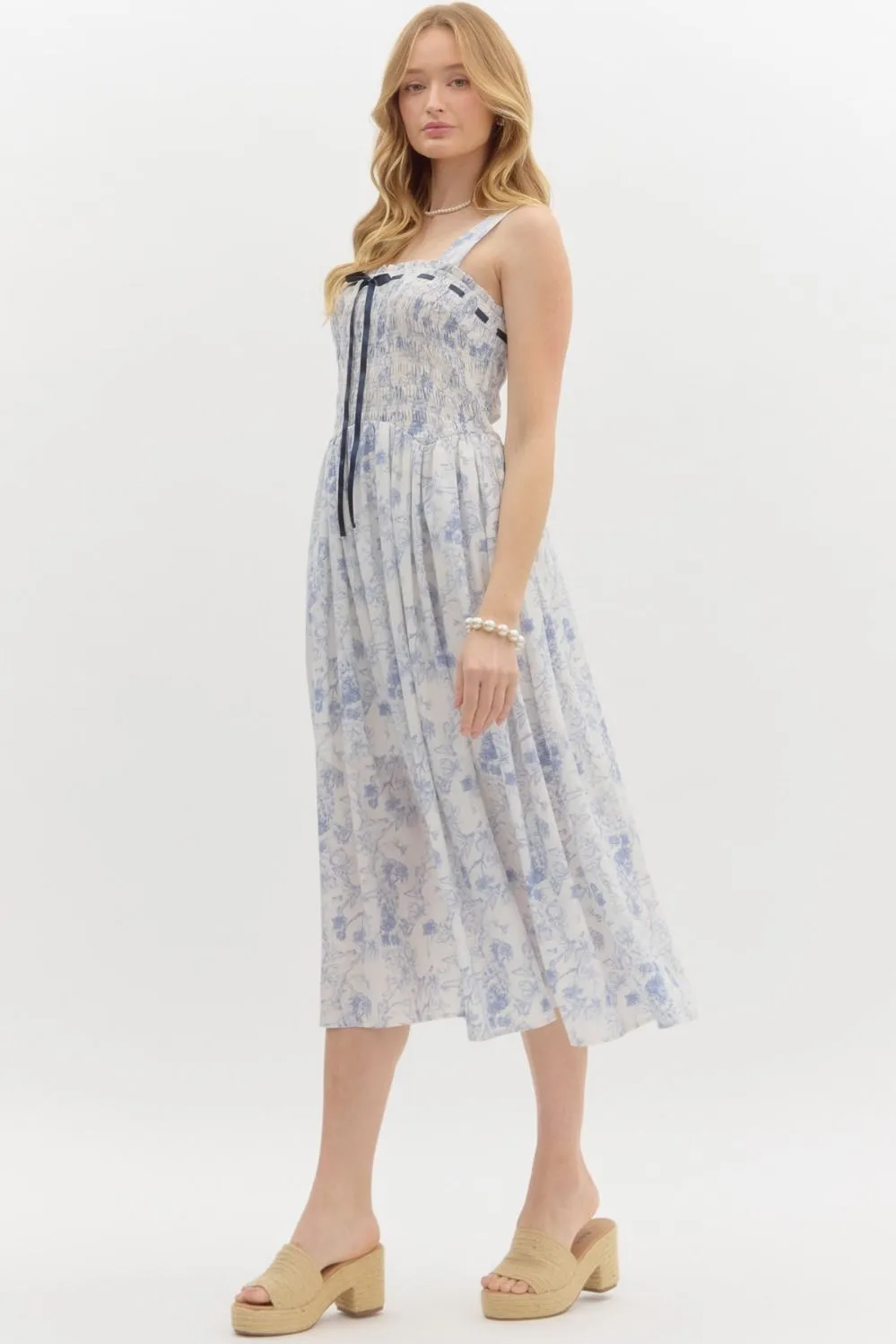 Best In Blue Floral Print Midi Dress
