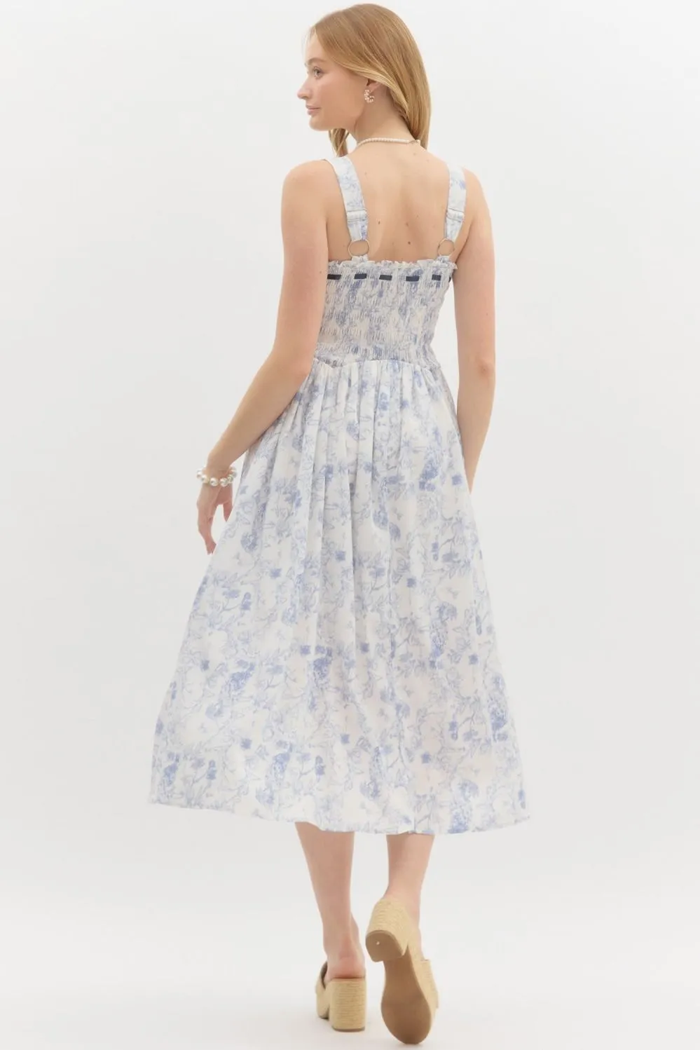 Best In Blue Floral Print Midi Dress