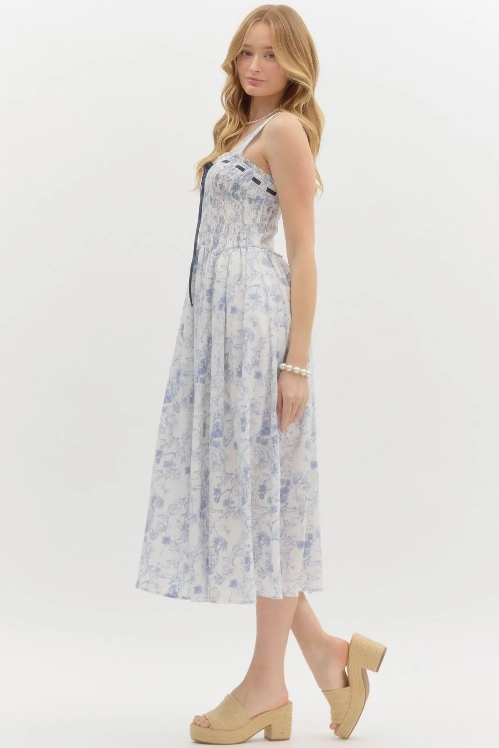 Best In Blue Floral Print Midi Dress