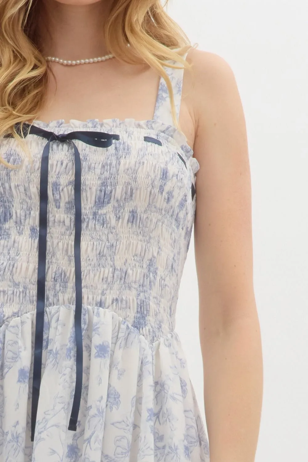 Best In Blue Floral Print Midi Dress