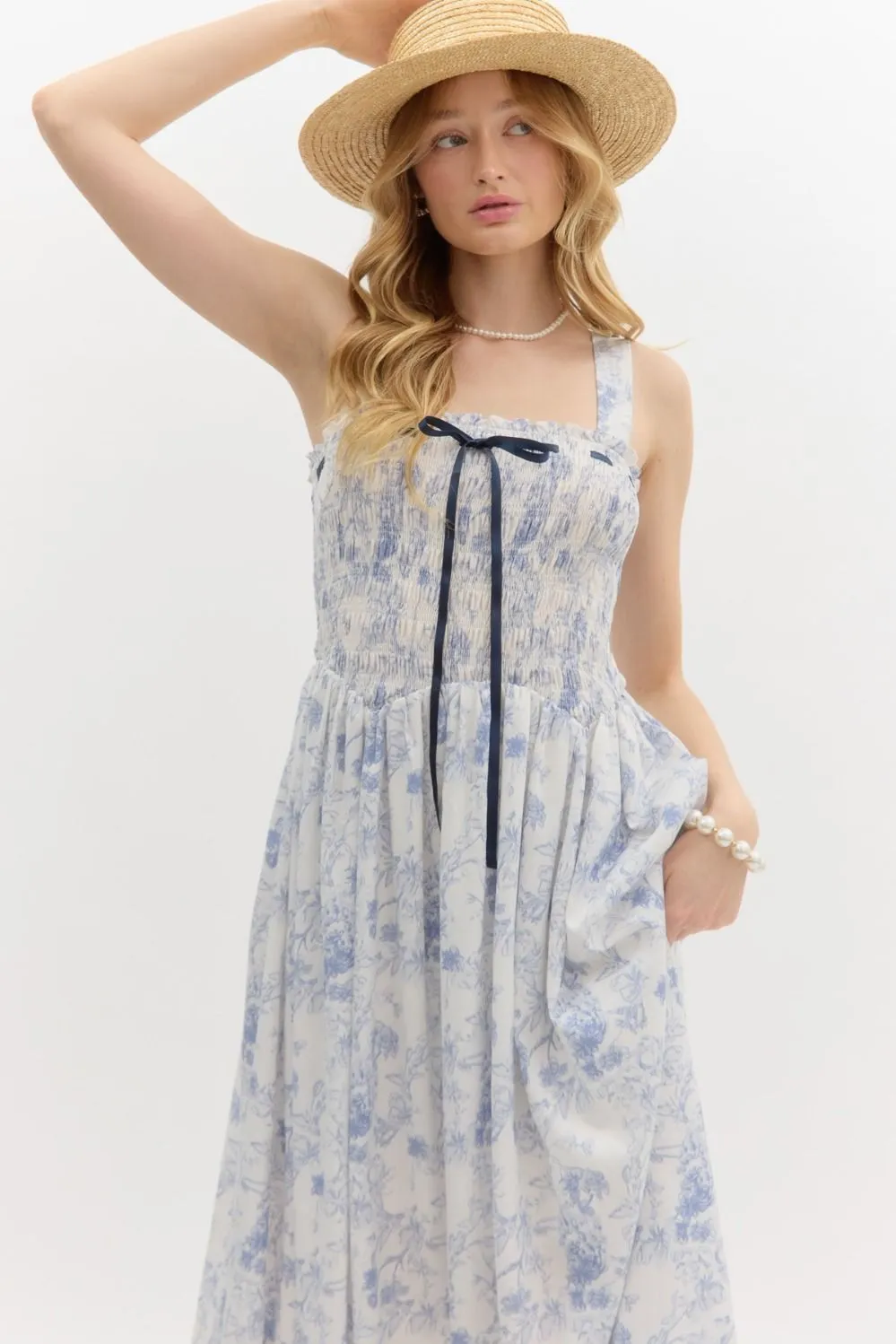 Best In Blue Floral Print Midi Dress