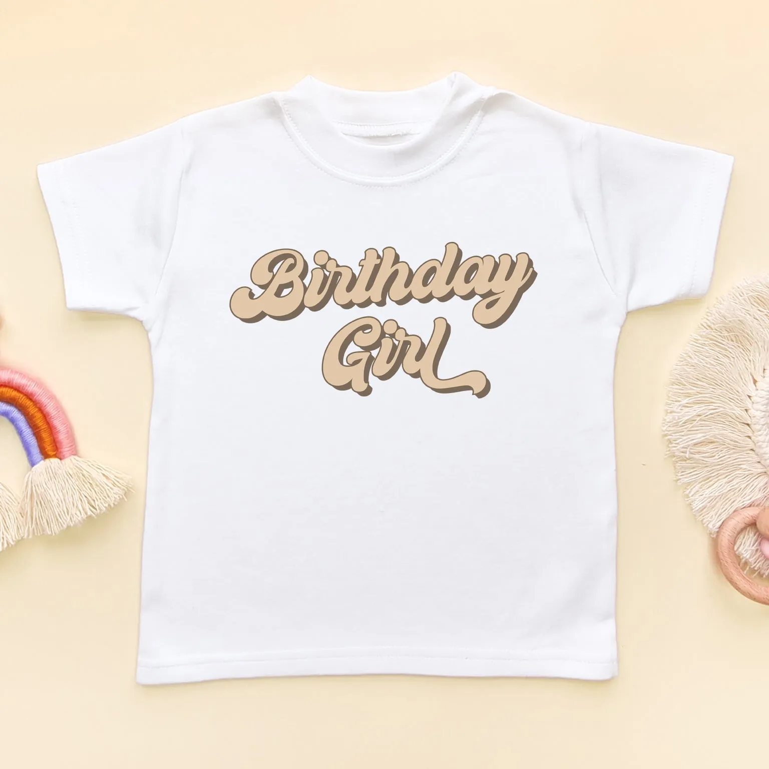 Birthday Girl (Camel) Retro Style Toddler & Kids T Shirt