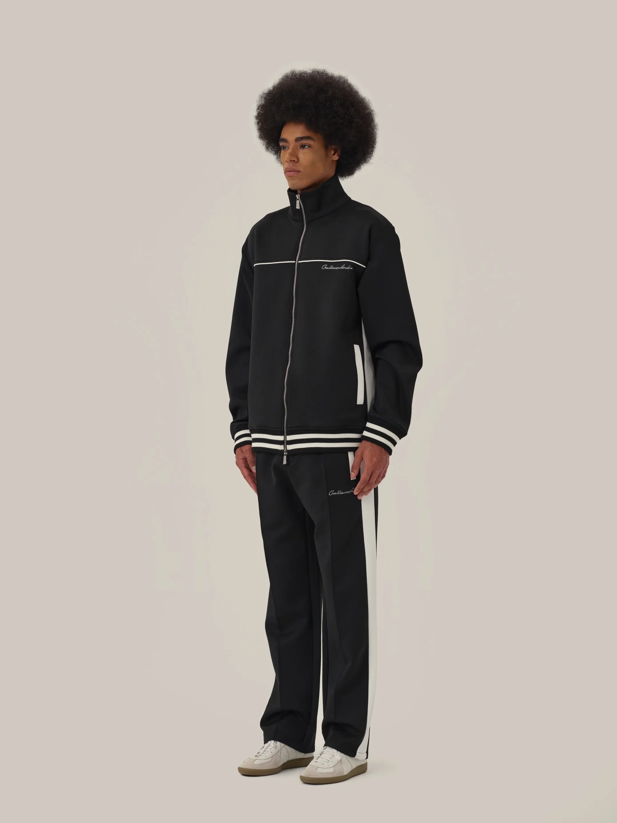 Black & White Retro Patchwork School Uniform Sweatpants