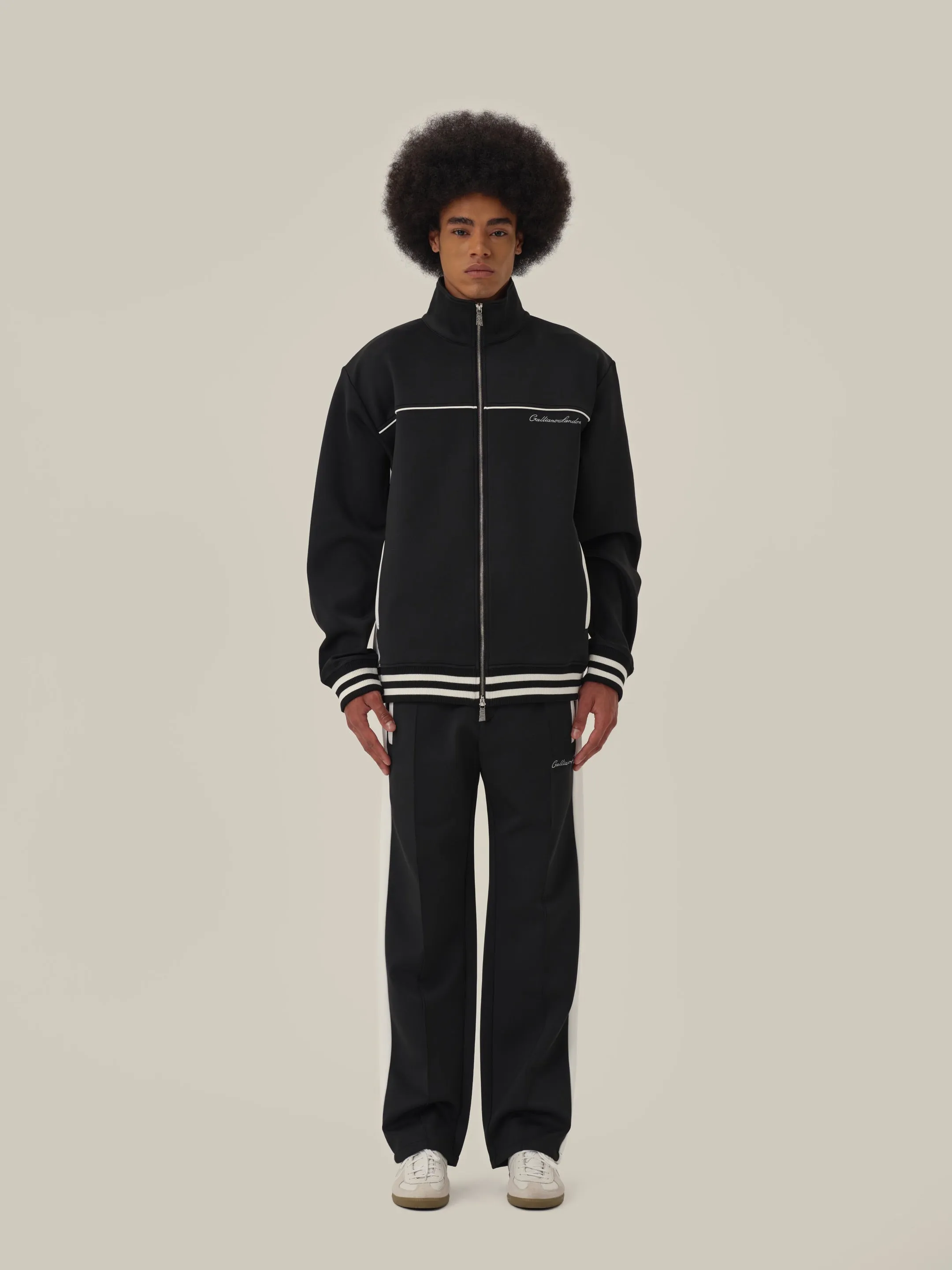 Black & White Retro Patchwork School Uniform Sweatpants