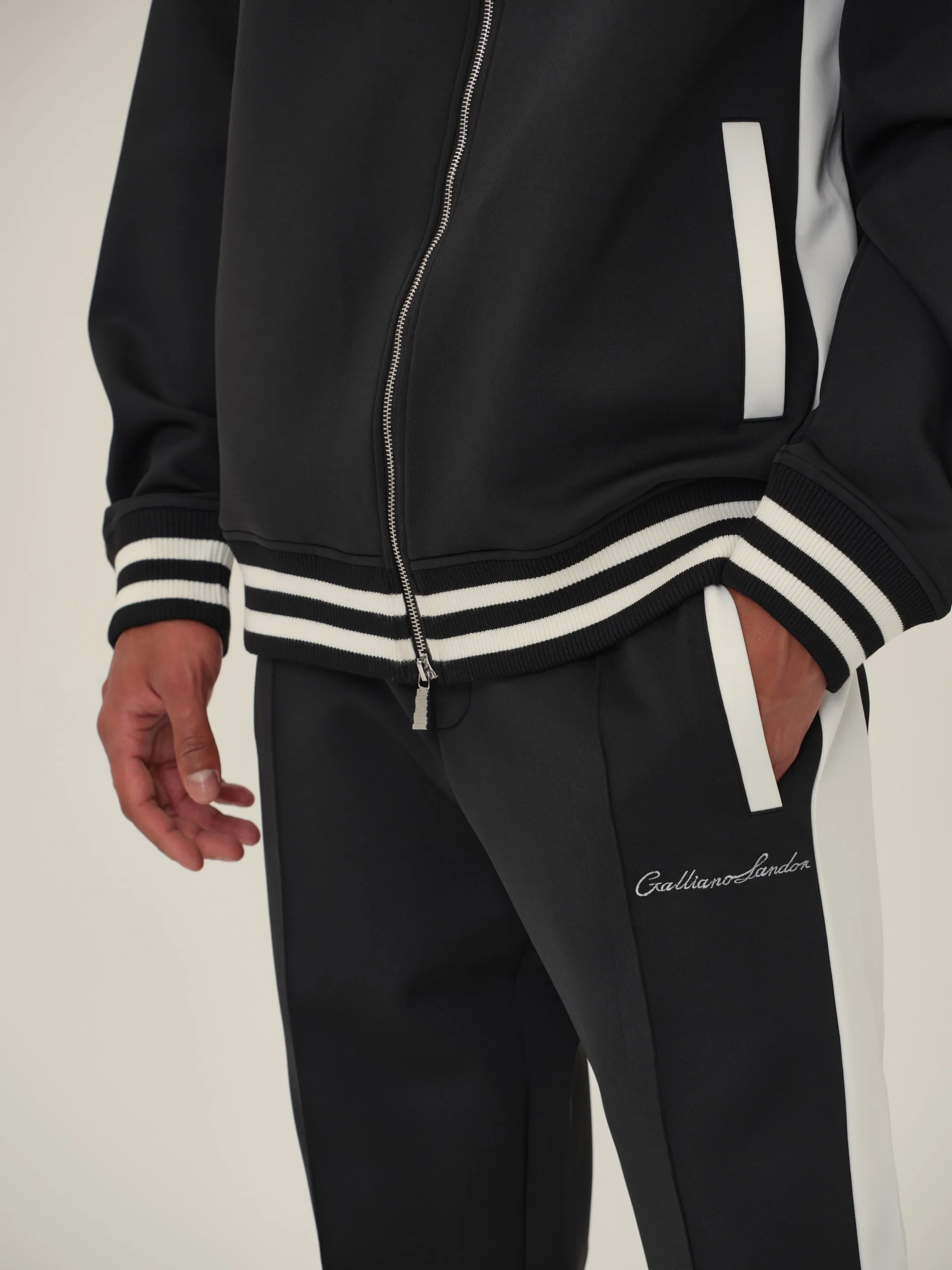 Black & White Retro Patchwork School Uniform Sweatpants