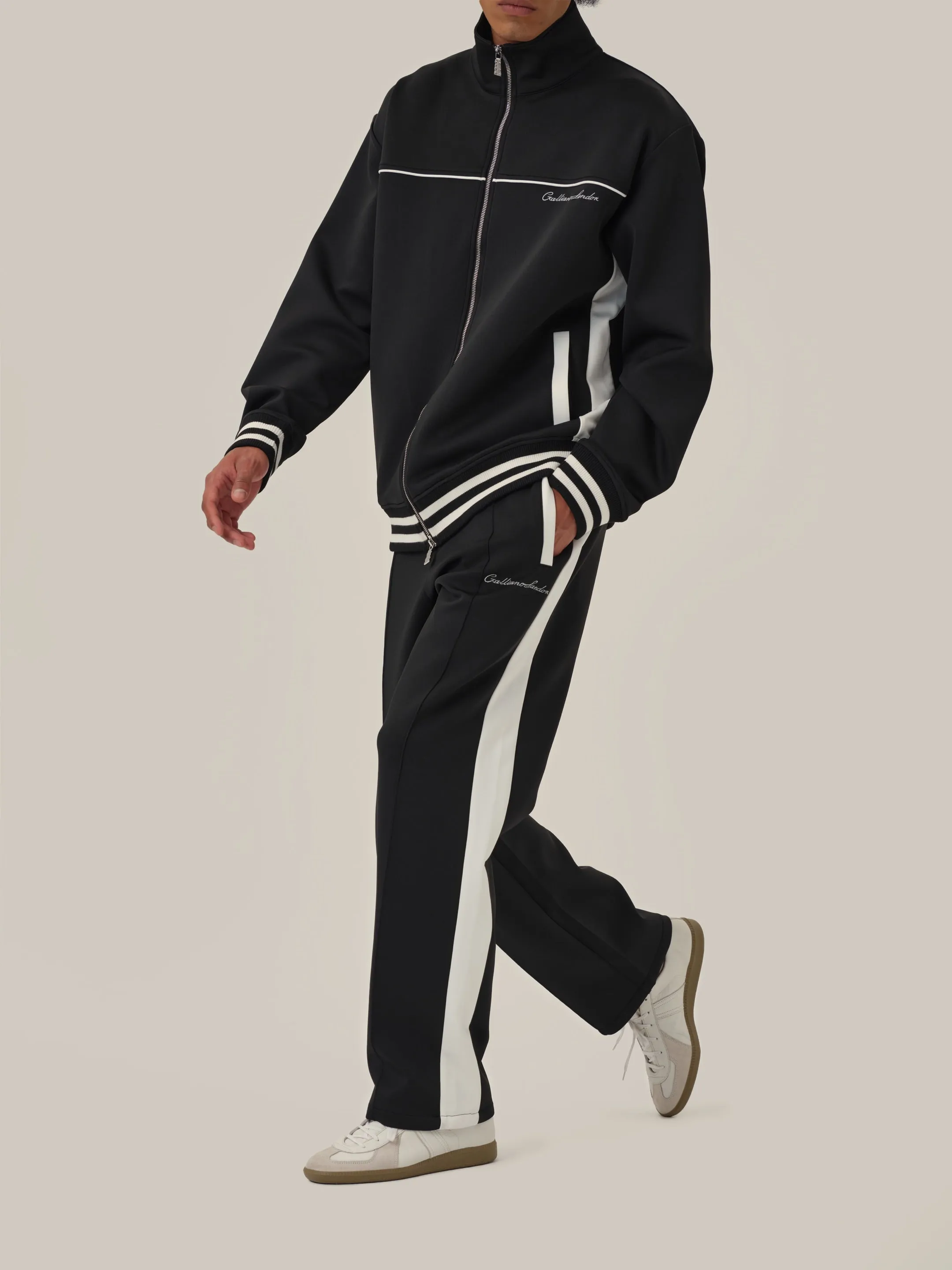 Black & White Retro Patchwork School Uniform Sweatpants