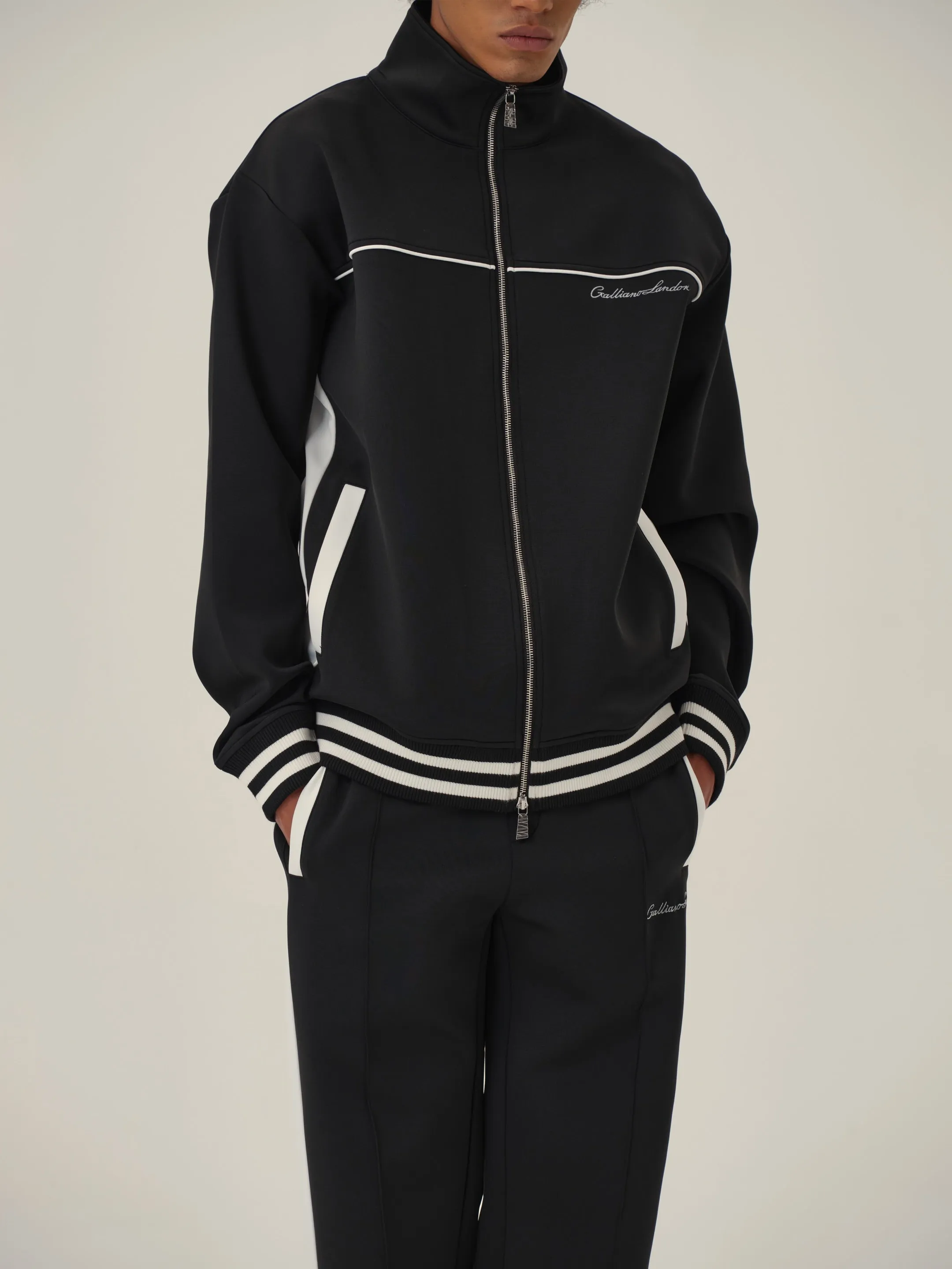 Black & White Retro Patchwork School Uniform Sweatpants