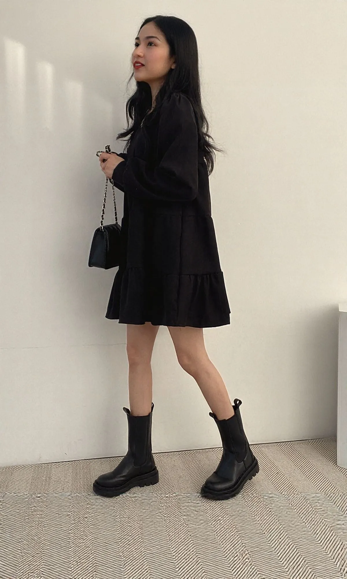 Black Basic Tiered Dress