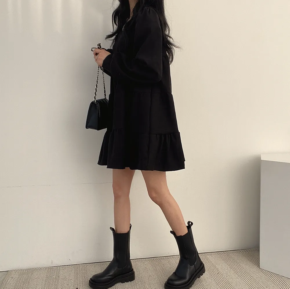 Black Basic Tiered Dress