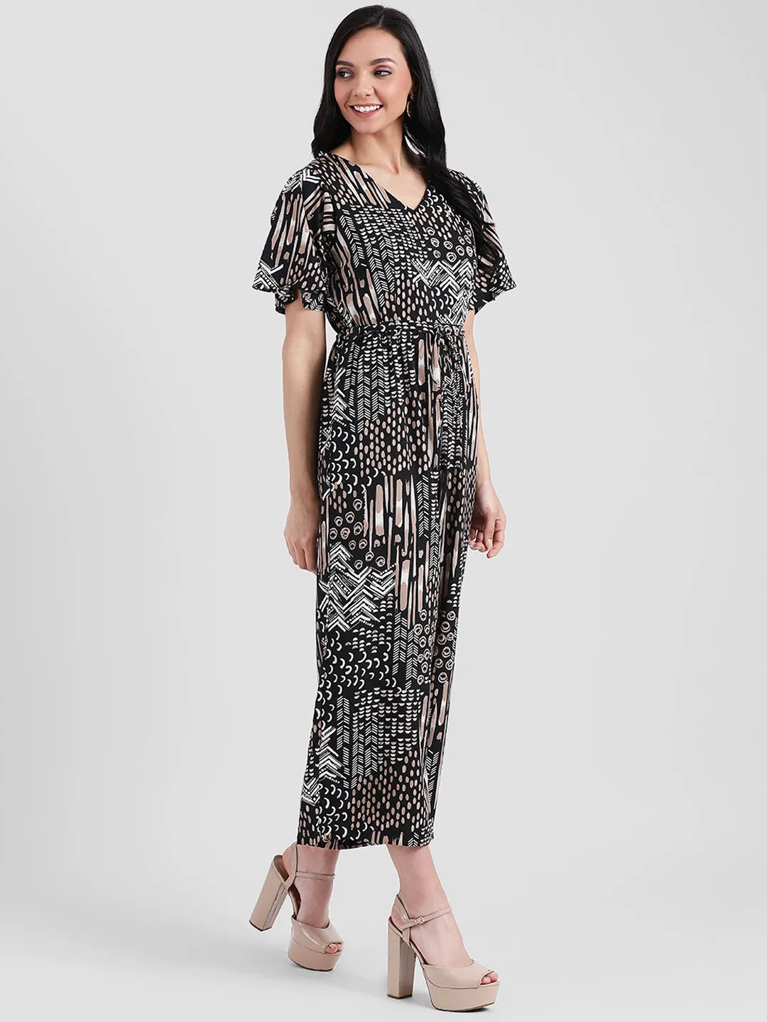 Black Printed Basic Jumpsuit