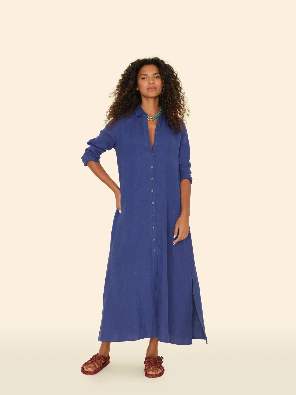 Boden Linen Dress - Blueprint