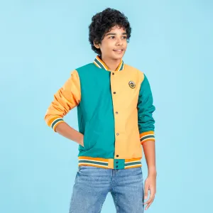 Boys Bomber Jacket- Green/Orange