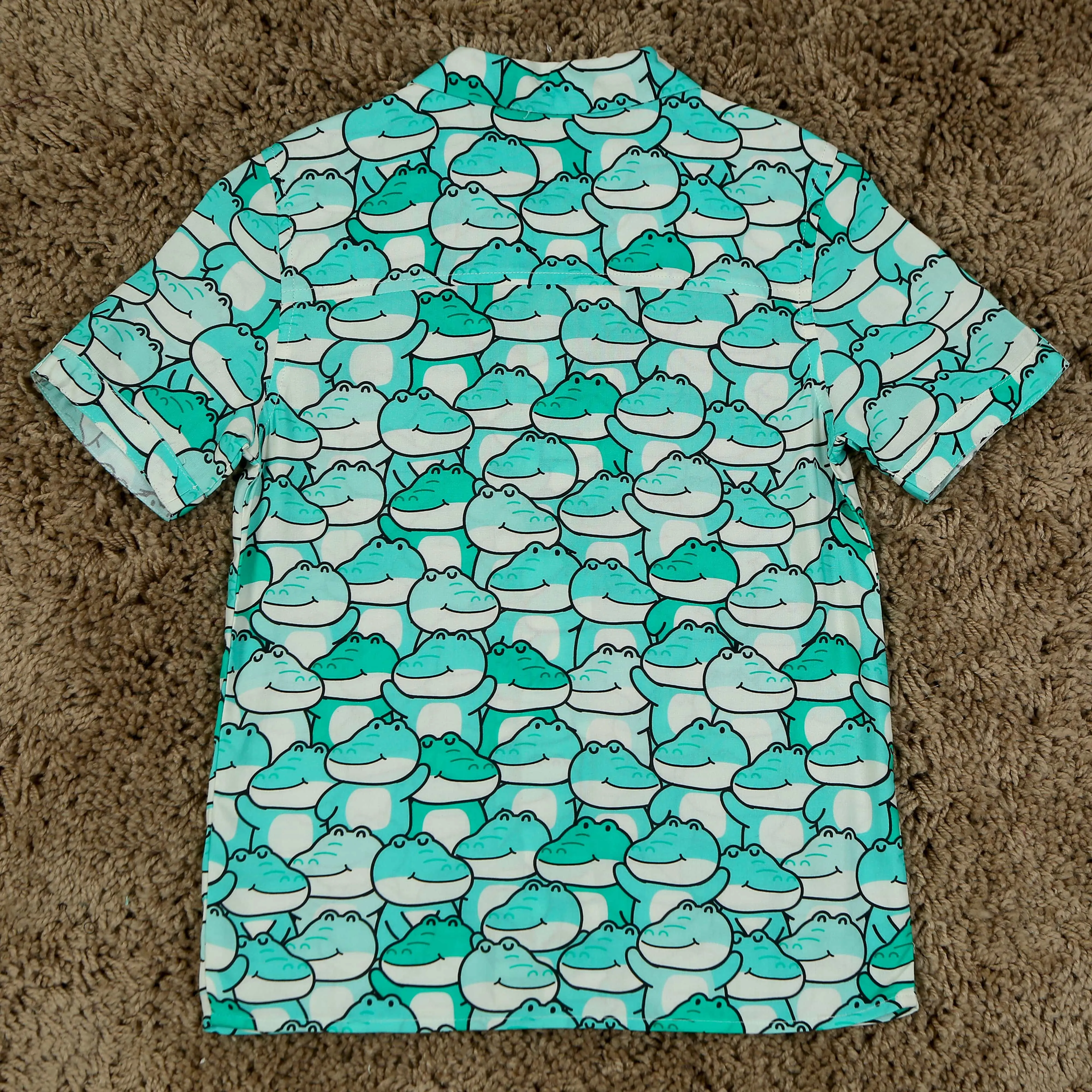 Boys Crocodile Printed Shirt Sea Green