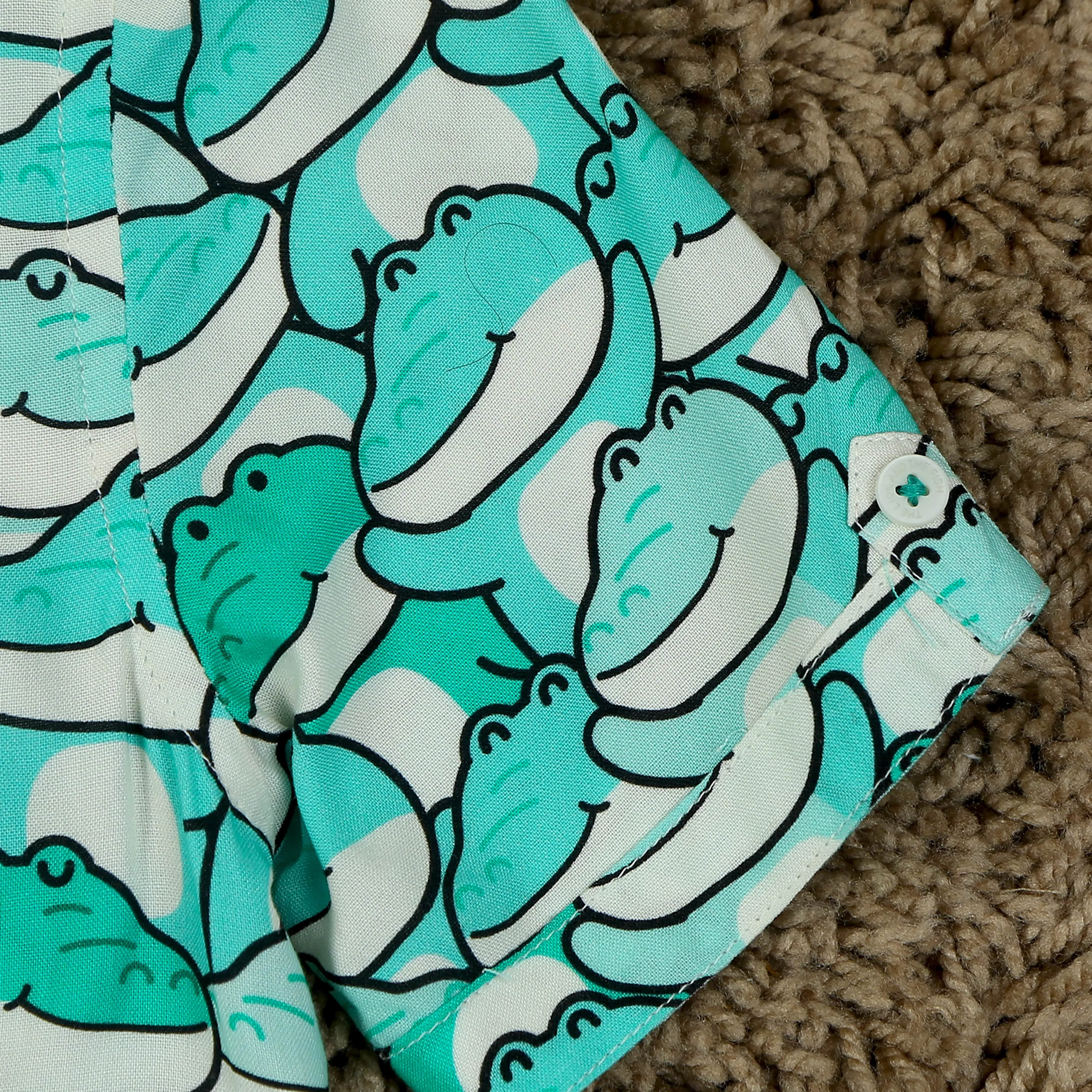 Boys Crocodile Printed Shirt Sea Green