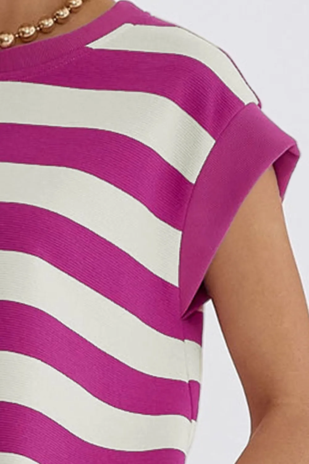 Brady Striped Round Neck Cap Sleeve Dress