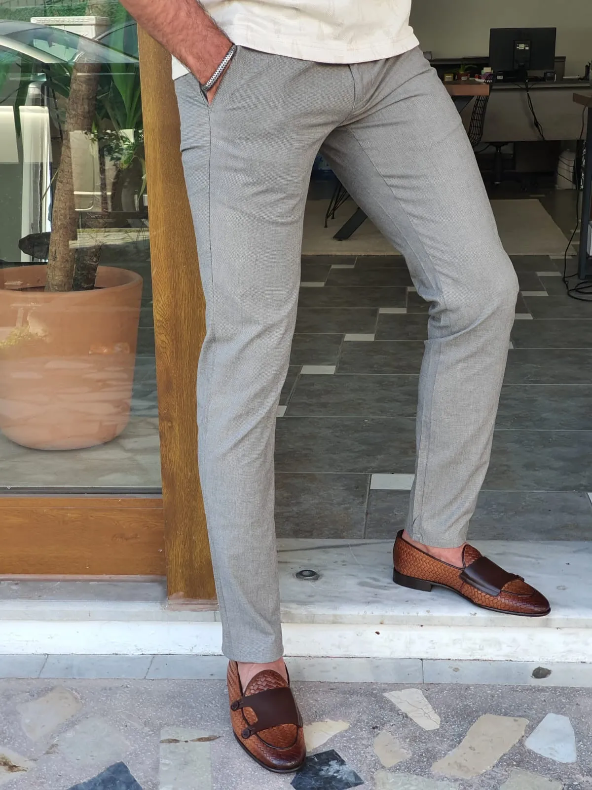 Bristol Light Brown Slim Fit Cotton Pants for Every Occasion