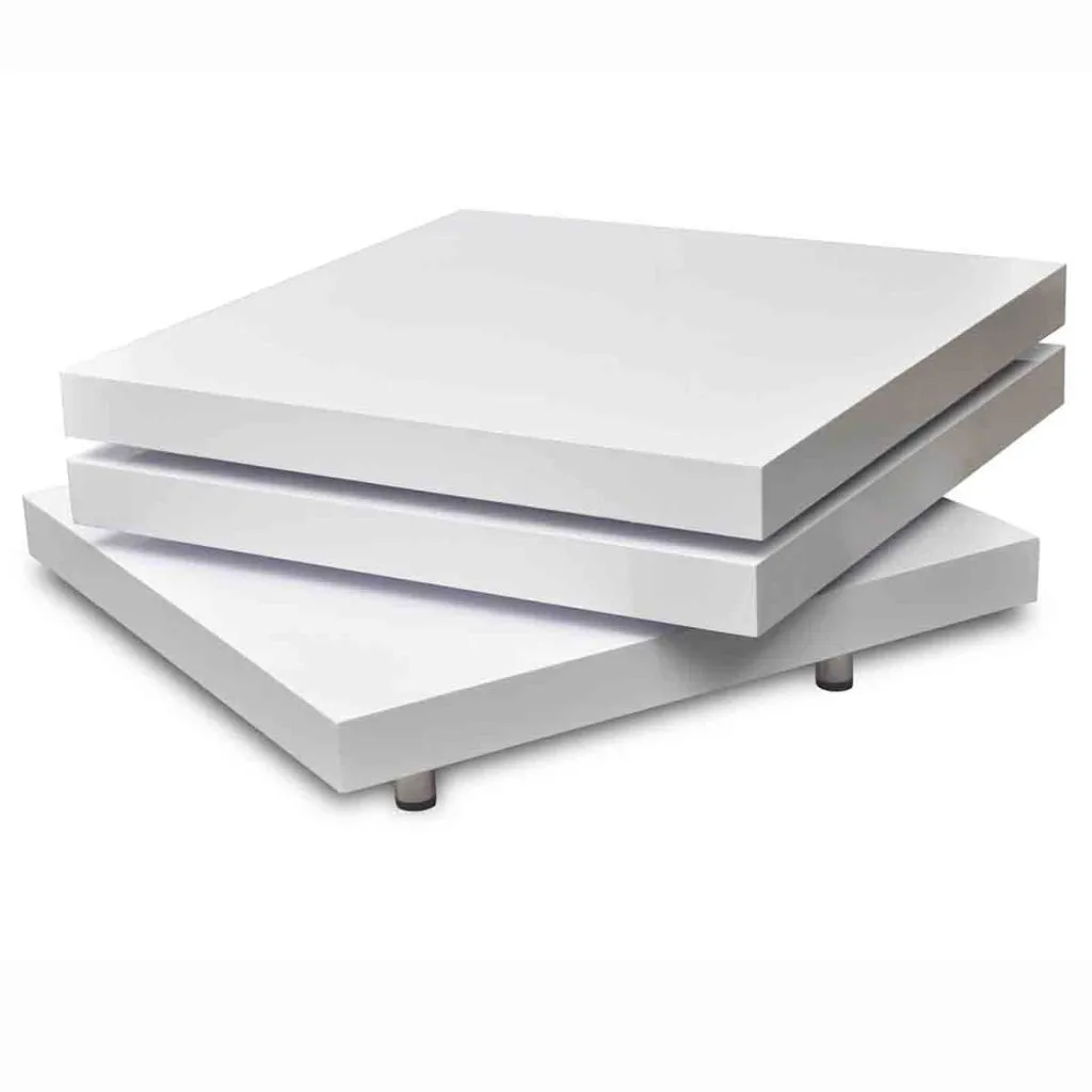Busumo Flower Coffee Table 3 Layers White High Gloss