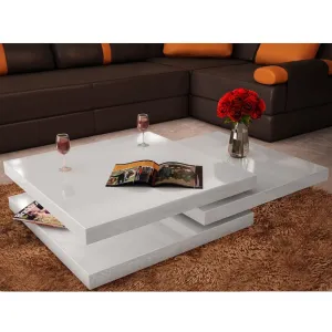 Busumo Flower Coffee Table 3 Layers White High Gloss