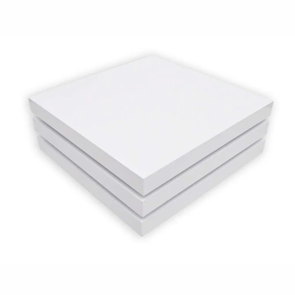 Busumo Flower Coffee Table 3 Layers White High Gloss