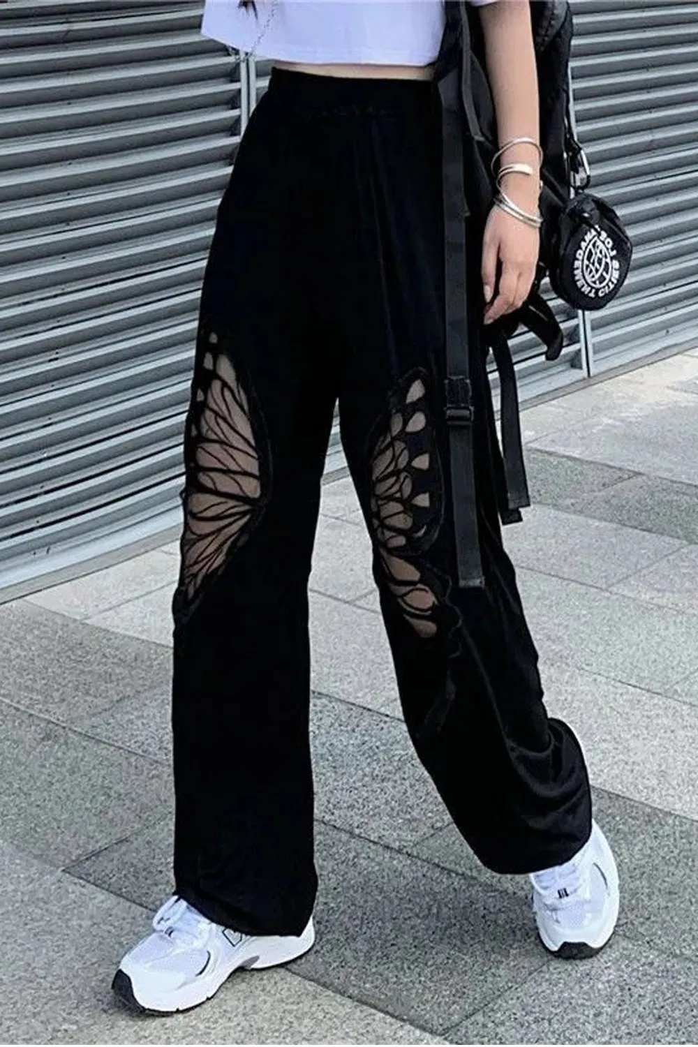 Butterfly Hole Pattern Casual Long Pants