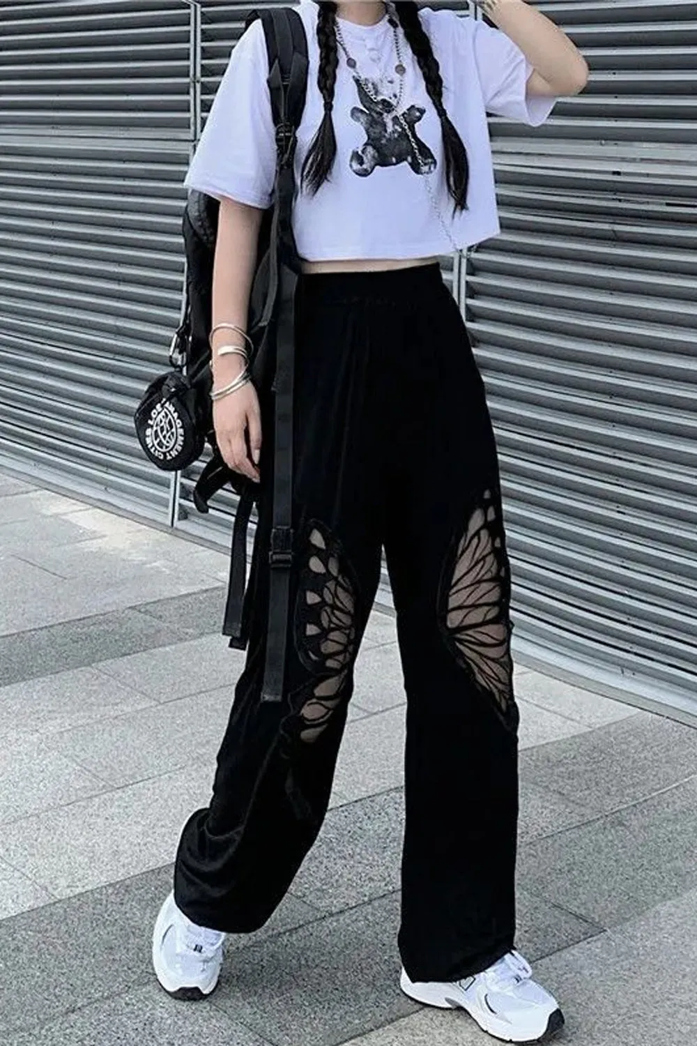 Butterfly Hole Pattern Casual Long Pants