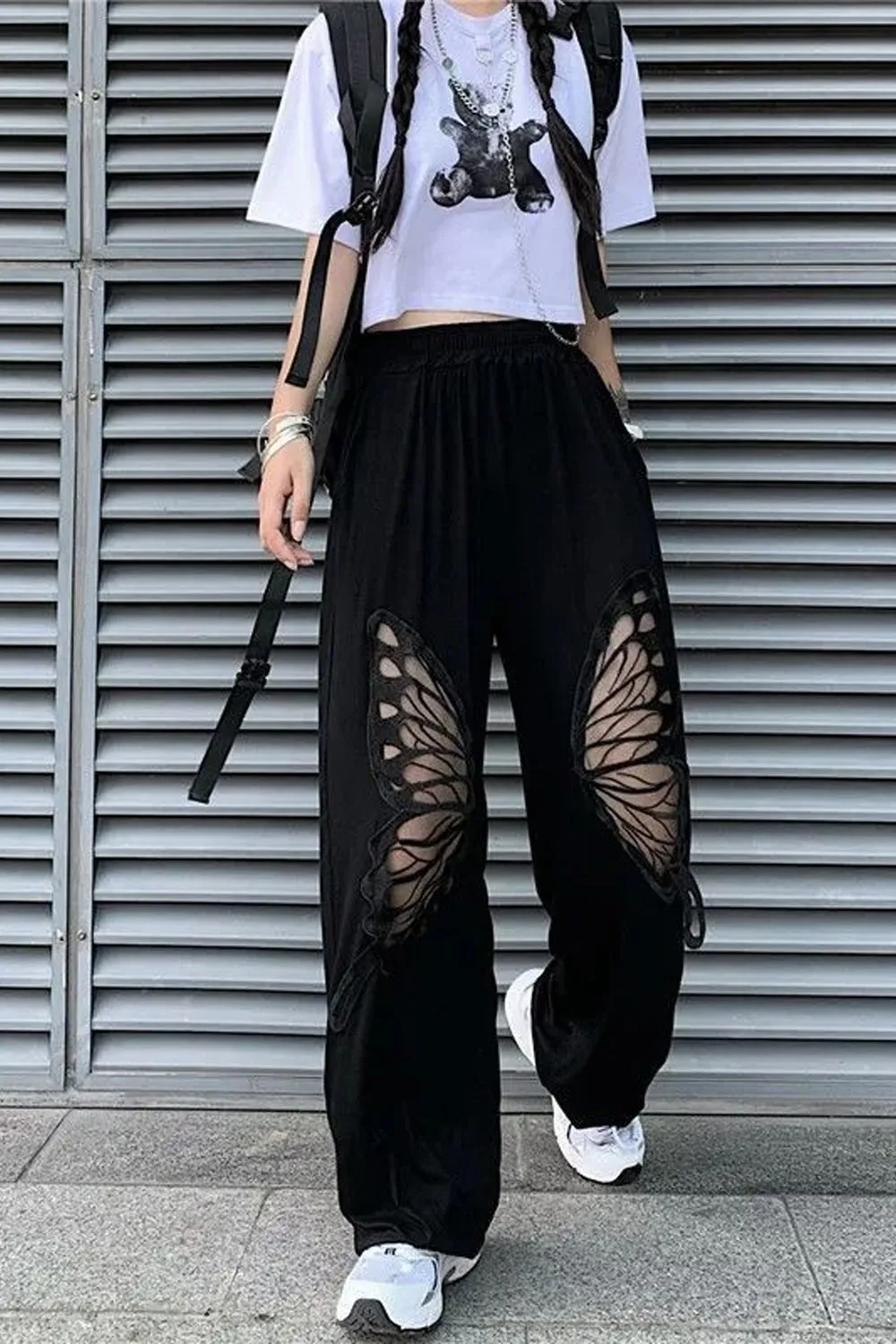 Butterfly Hole Pattern Casual Long Pants