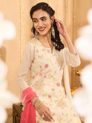 Buy Cream Comfort Fit Cotton Suit Set for Women Online - Zola