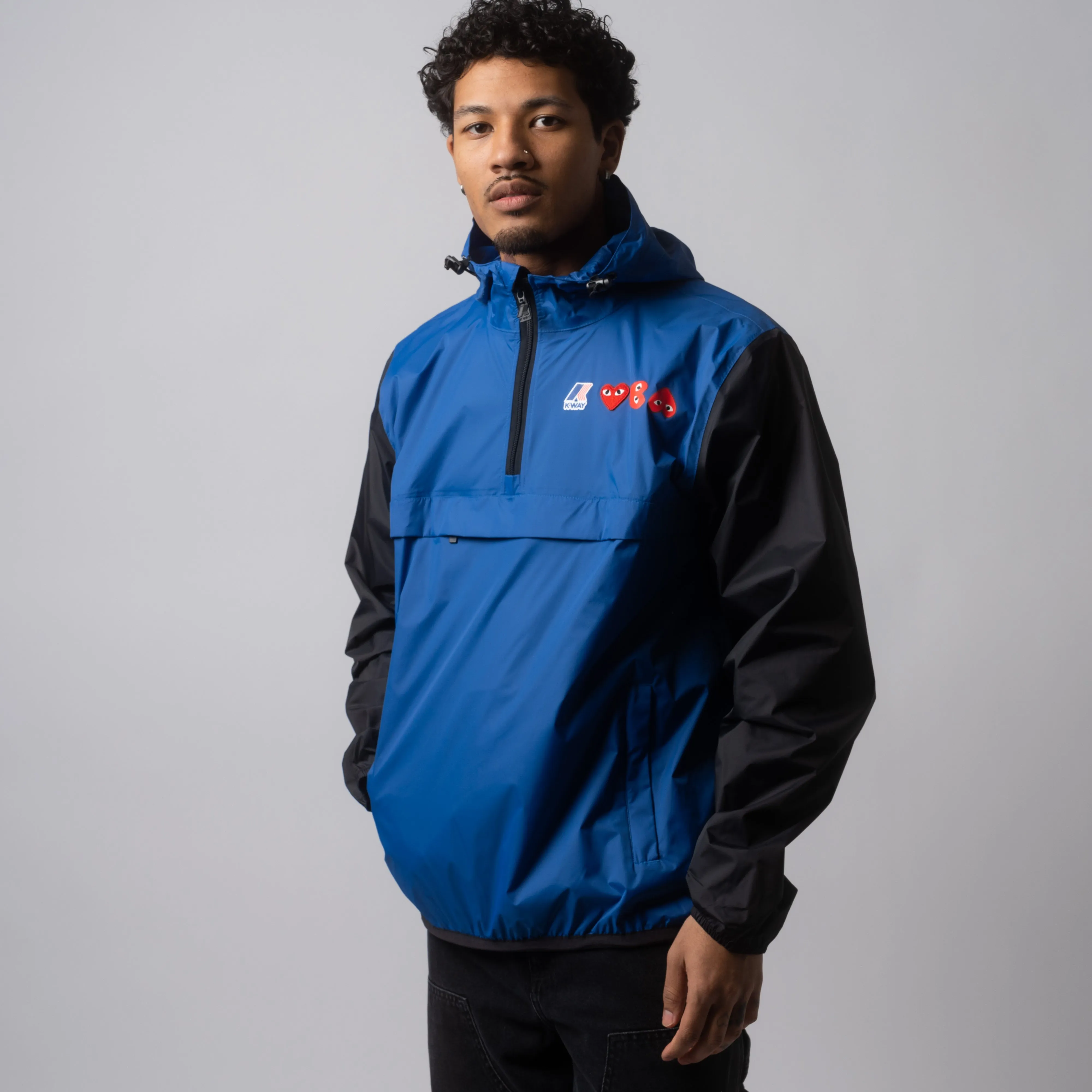 CDG PLAY X K-WAY Half Zip Hoodie AZ-J506-051-2 Blue