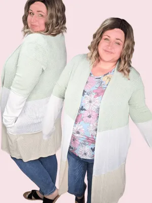 Channing Spring Weight Duster Cardi in Sage Neutrals