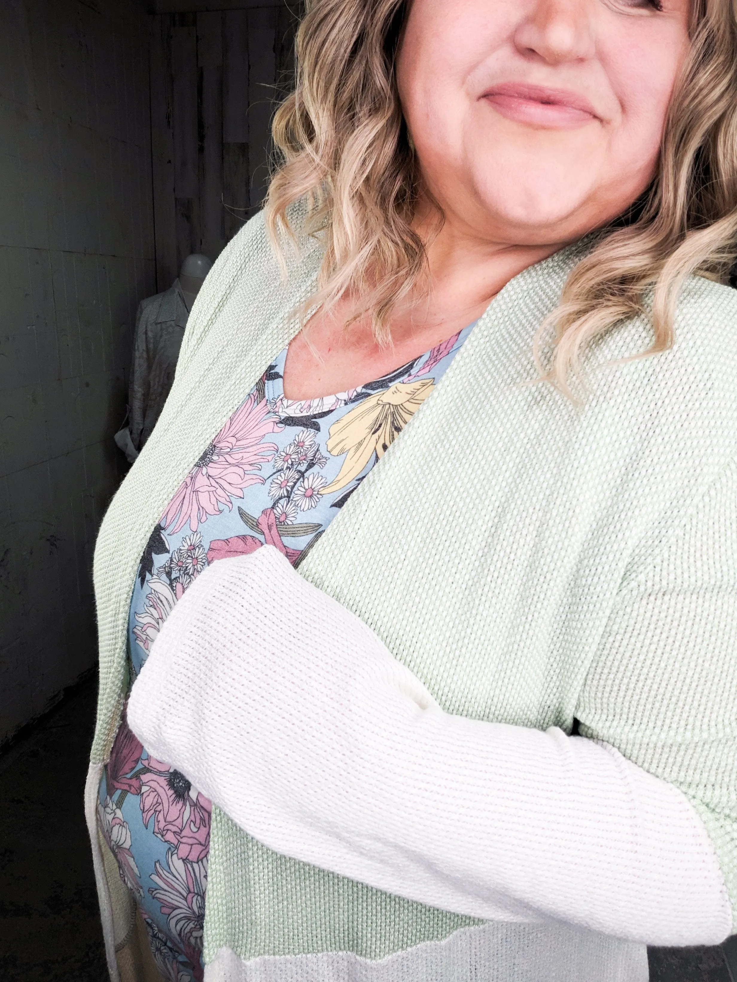 Channing Spring Weight Duster Cardi in Sage Neutrals