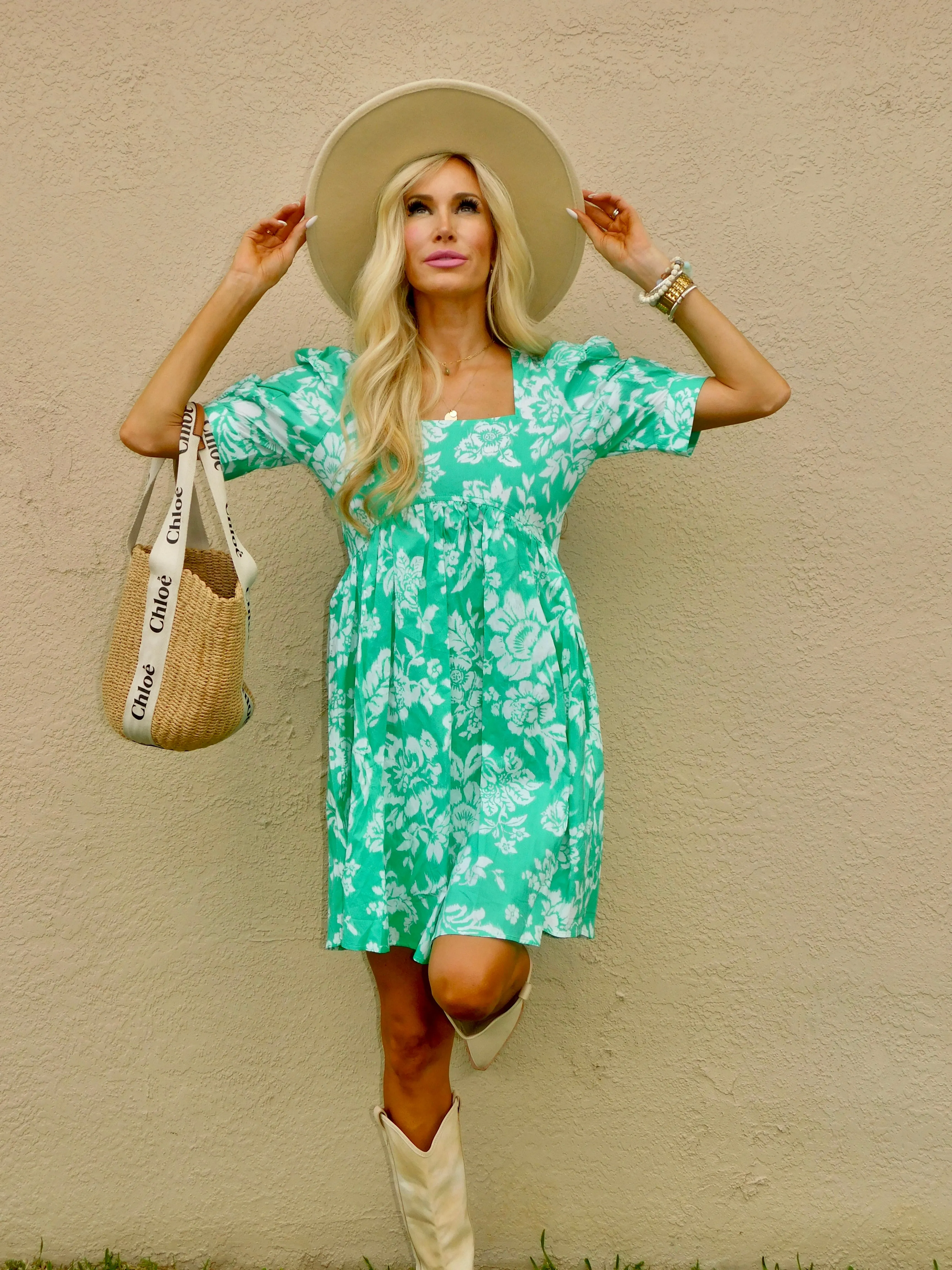 Charlotte Square Neck Floral Print Dress