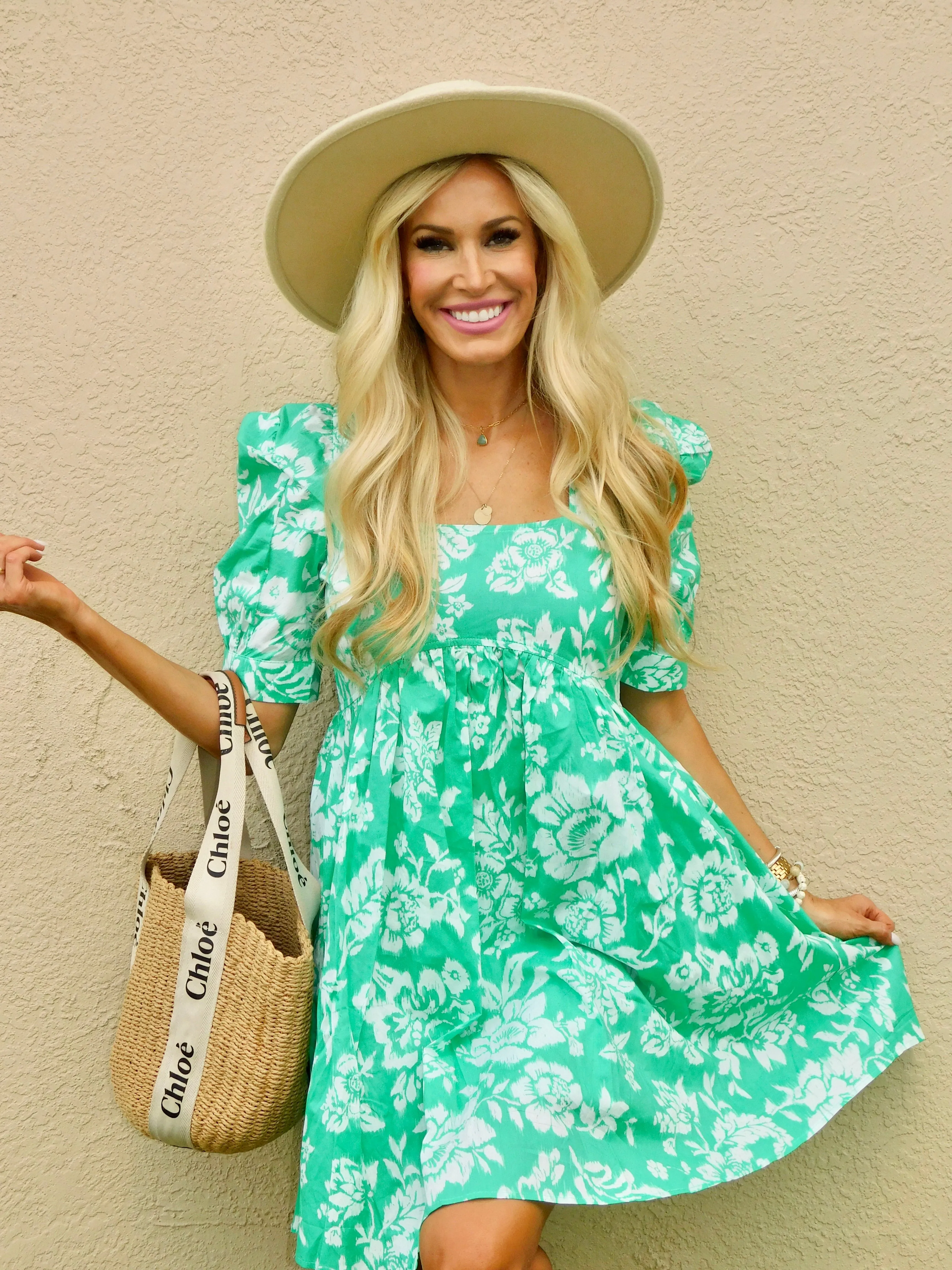 Charlotte Square Neck Floral Print Dress