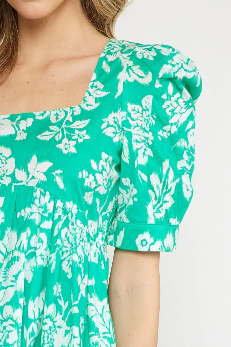 Charlotte Square Neck Floral Print Dress