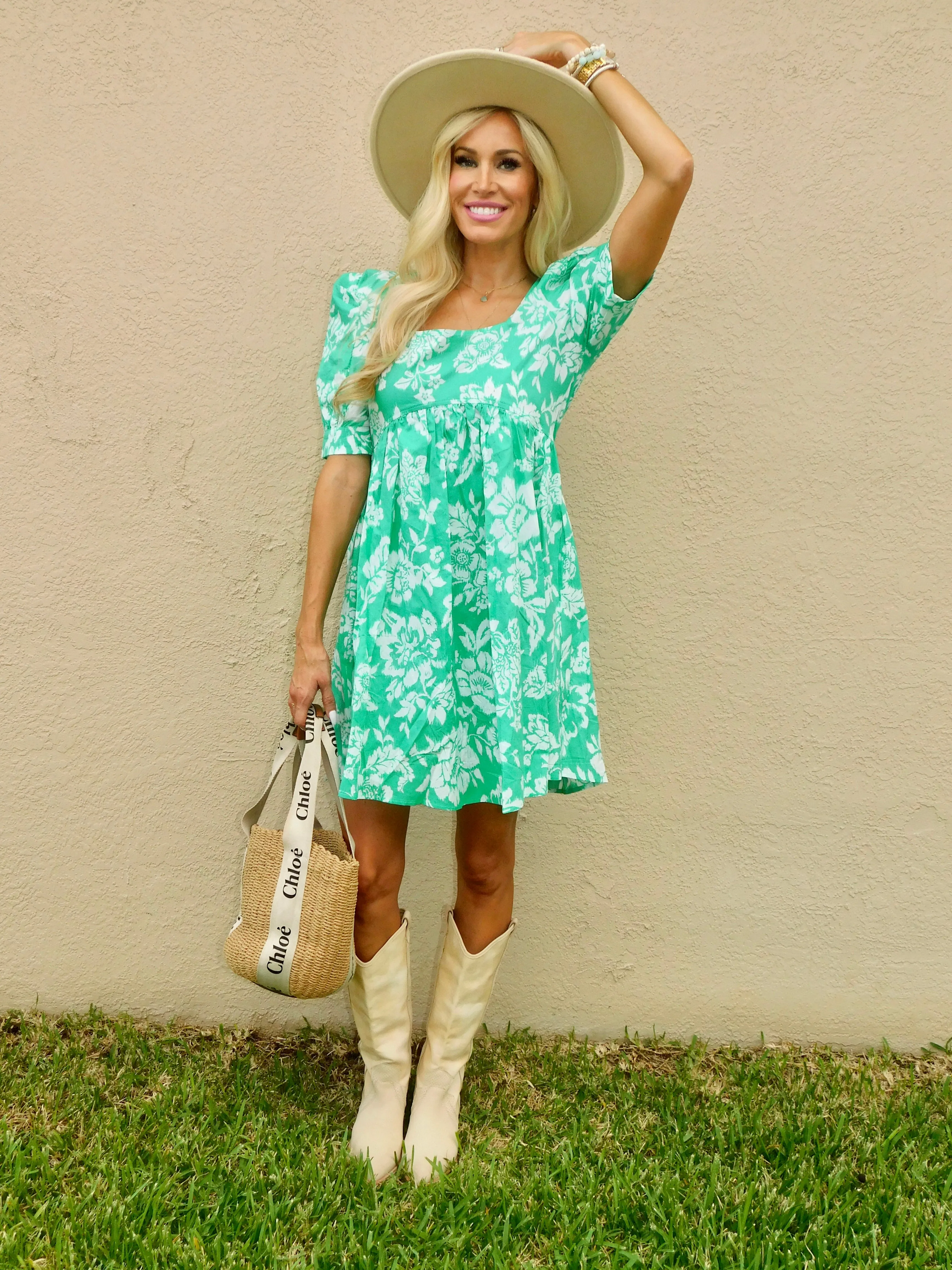 Charlotte Square Neck Floral Print Dress