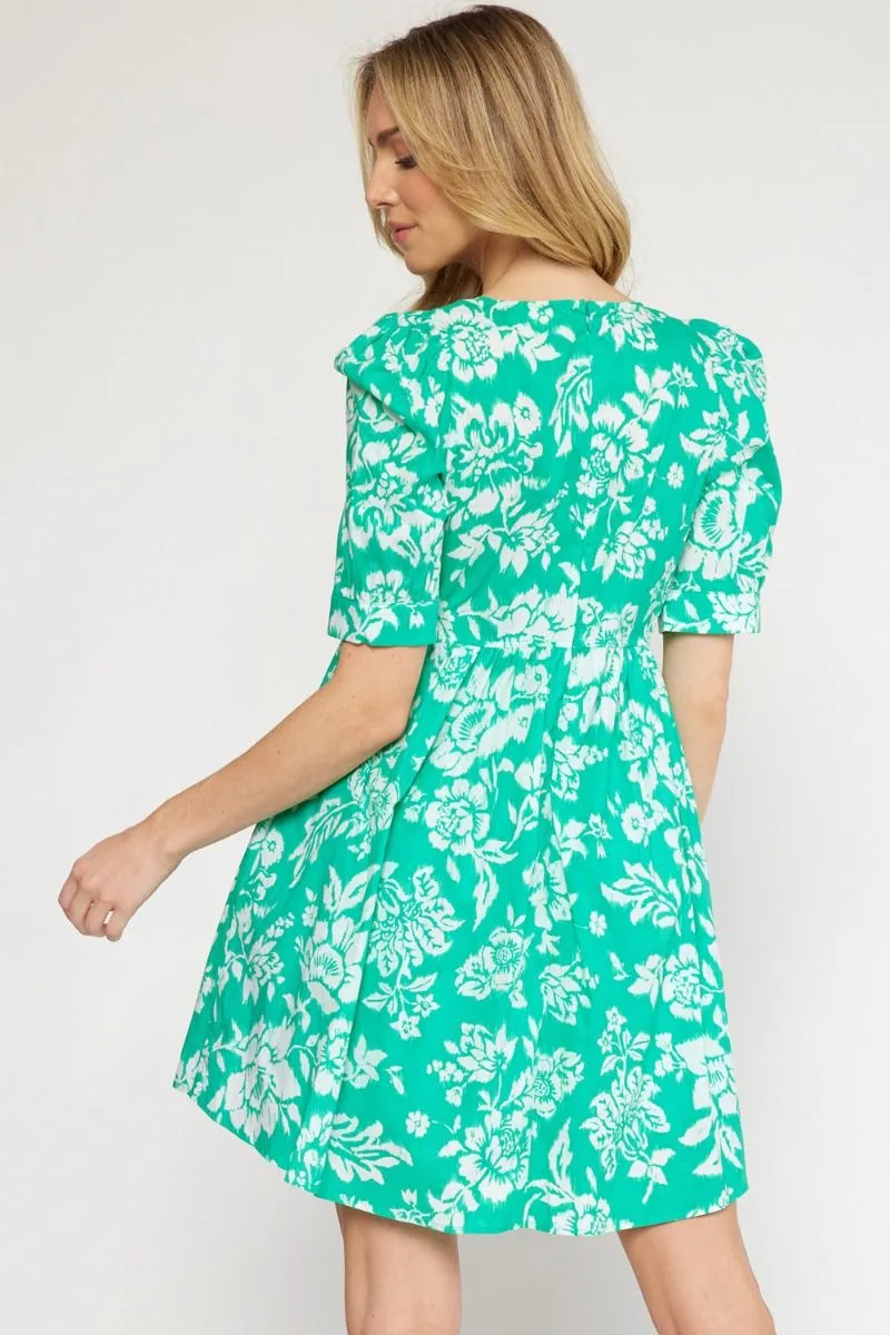 Charlotte Square Neck Floral Print Dress