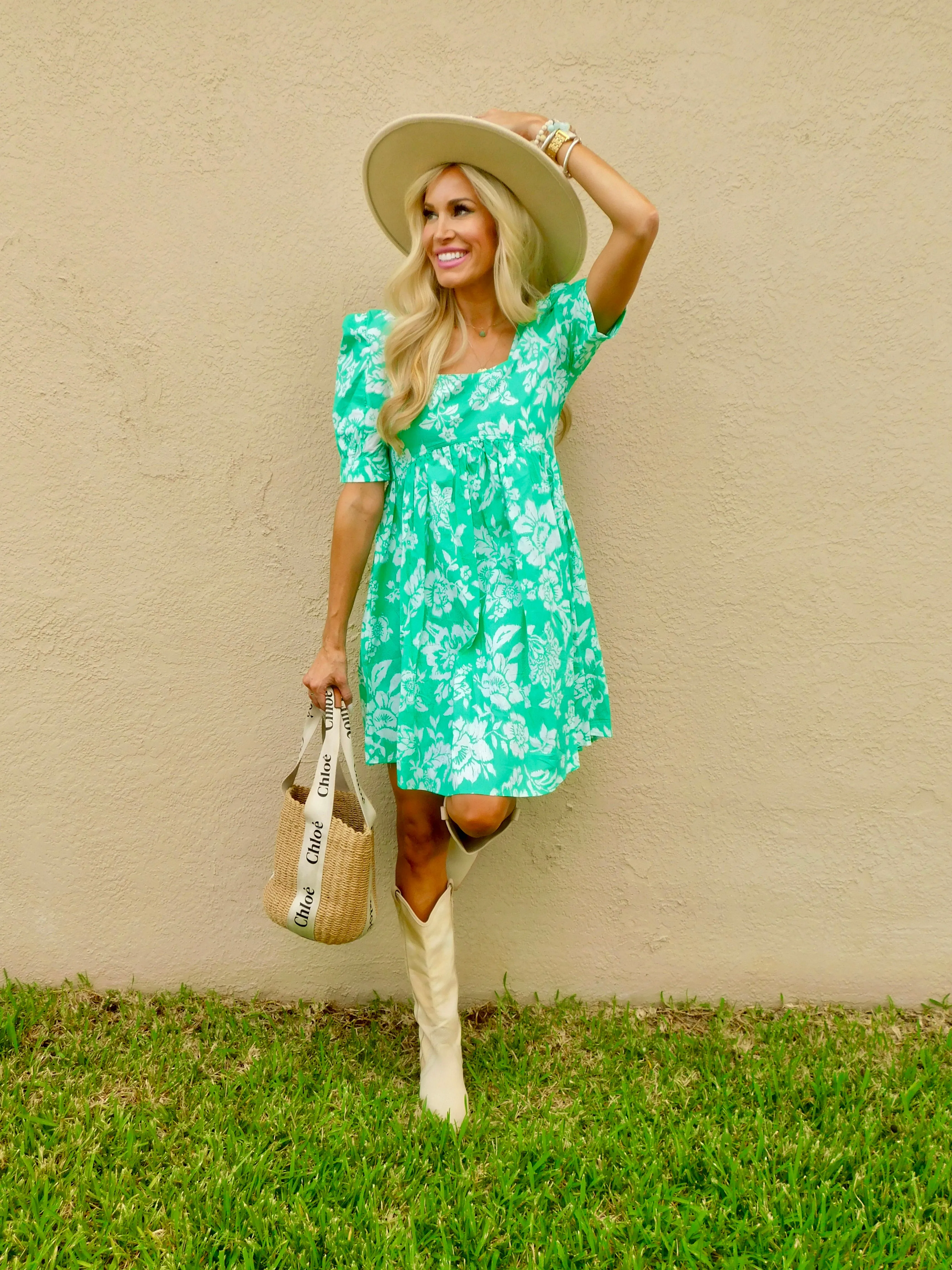 Charlotte Square Neck Floral Print Dress