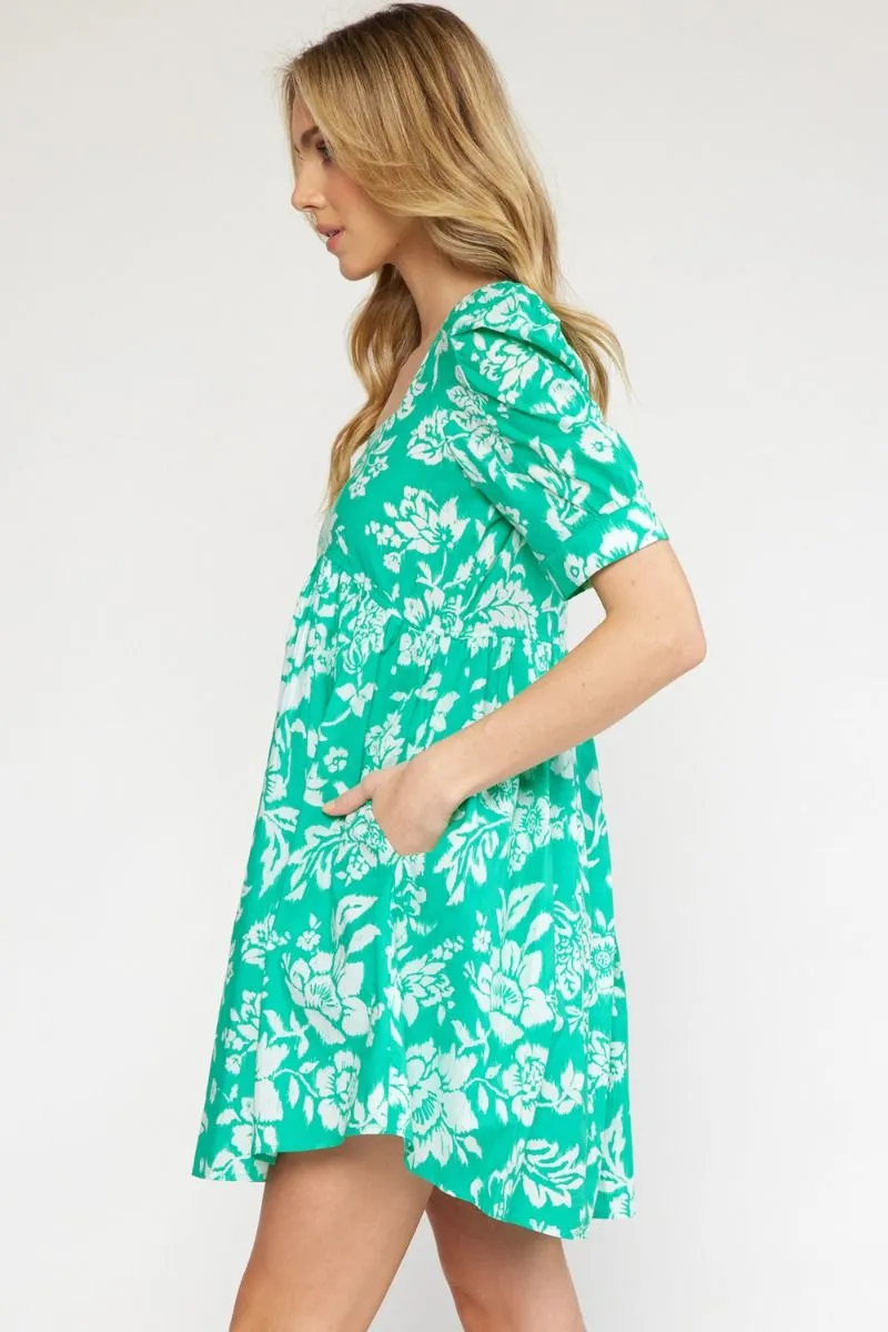 Charlotte Square Neck Floral Print Dress