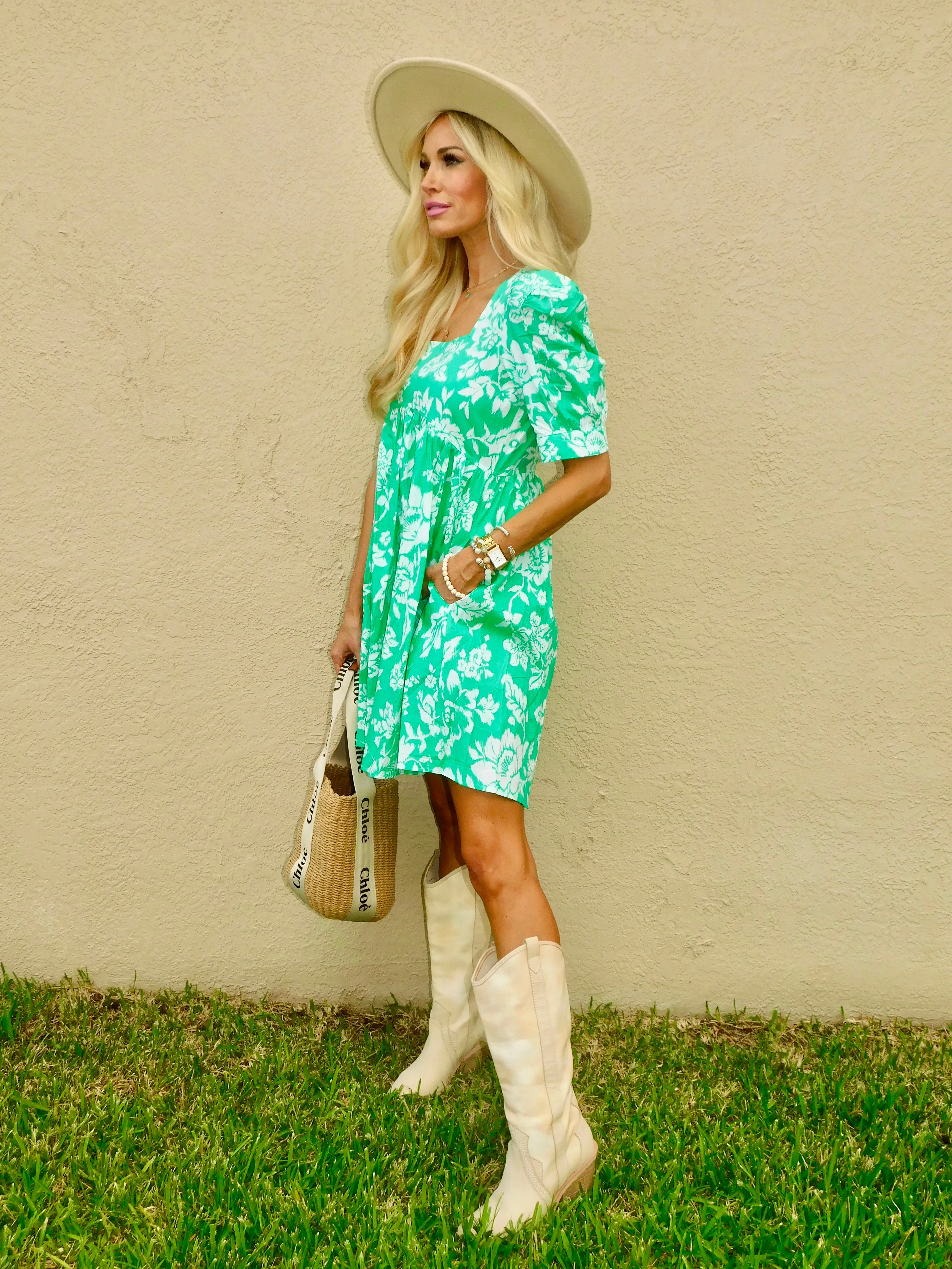 Charlotte Square Neck Floral Print Dress