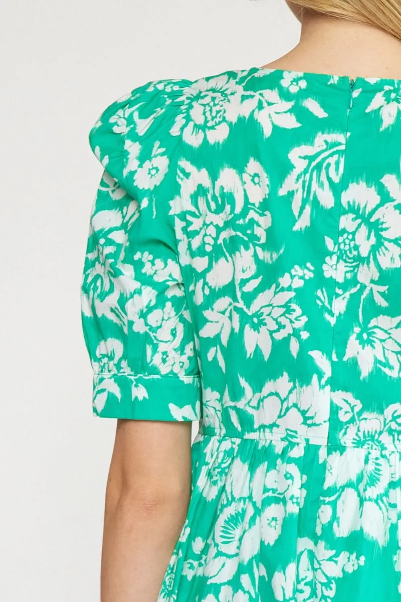 Charlotte Square Neck Floral Print Dress