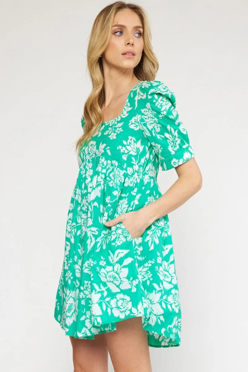 Charlotte Square Neck Floral Print Dress
