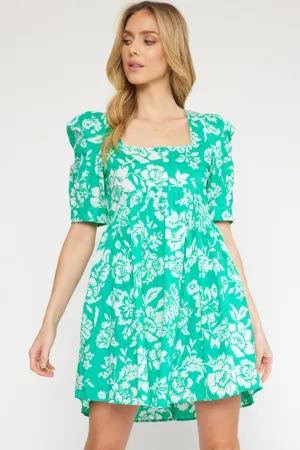 Charlotte Square Neck Floral Print Dress