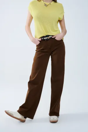 Chocolate brown wide leg high rise Pants