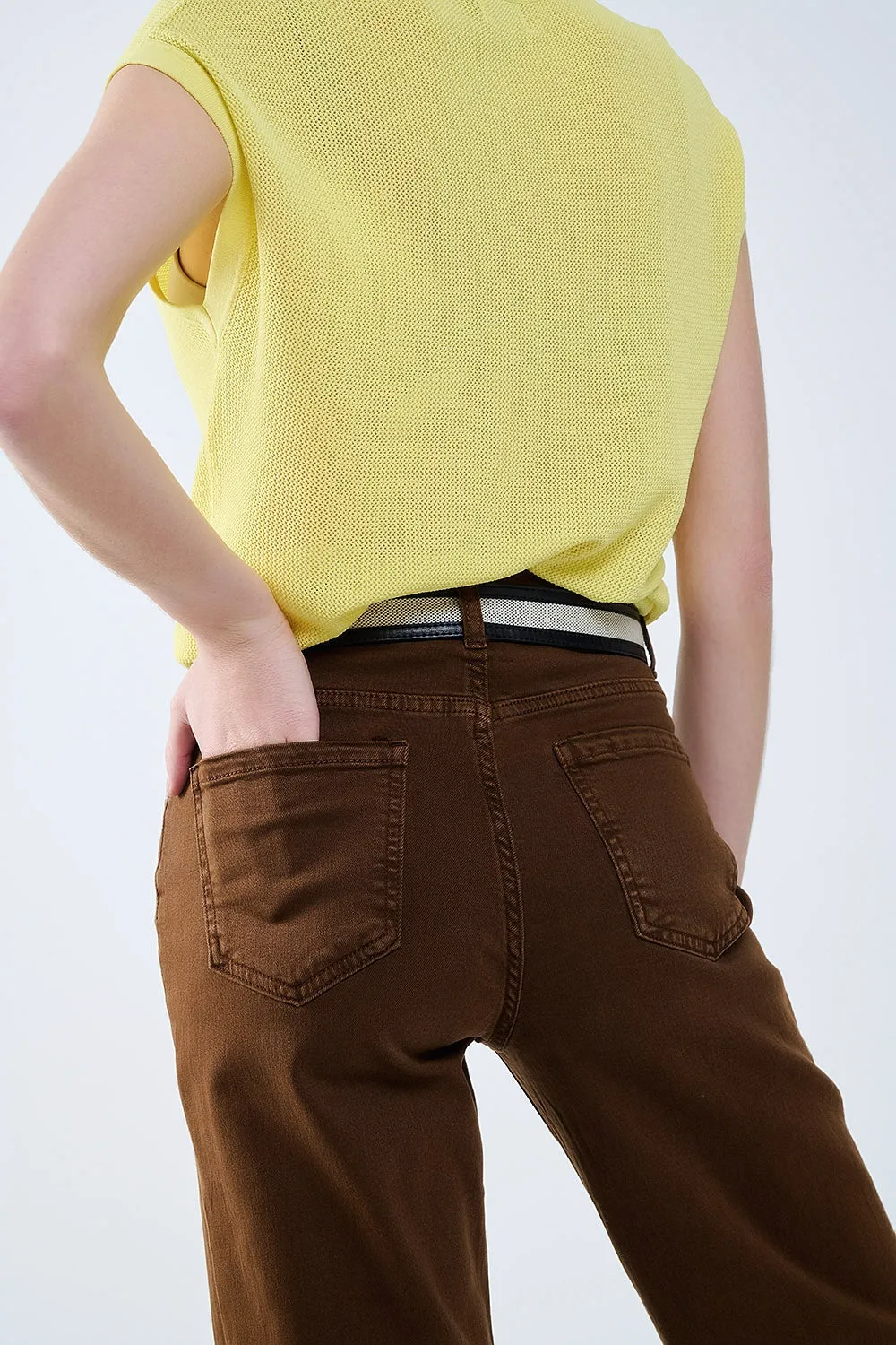 Chocolate brown wide leg high rise Pants