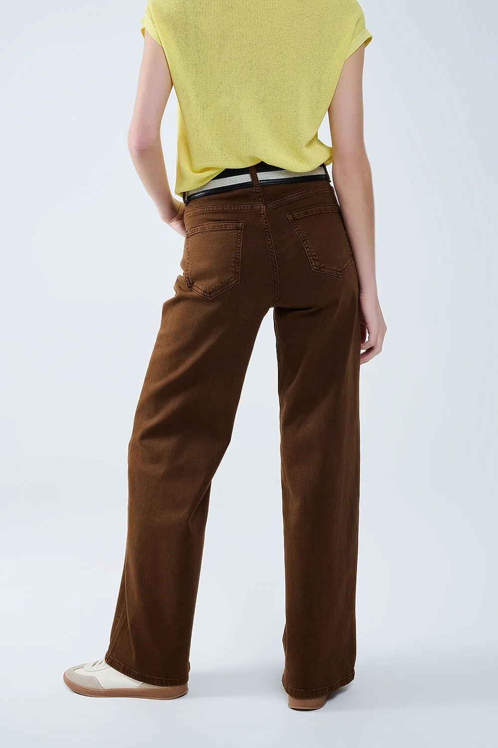 Chocolate brown wide leg high rise Pants