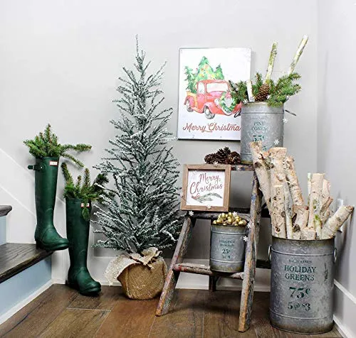 Christmas Galvanized Greenery Buckets (Case of 4 Sets)