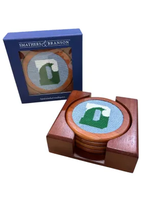 Coasters - Smathers and Branson Delbarton Needlepoint Coasters - Antique Blue