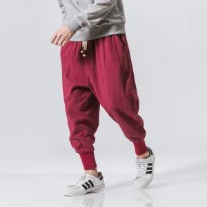 ContiNent 33 Cotton Harem Pants Men Solid Elastic Waist Streetwear Joggers 2020 New Baggy Drop-crotch Pants Casual Trousers Men